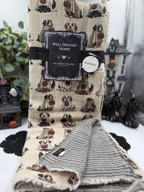 Well Dressed Home Halloween Ghost Dogs Reversible Throw Blanket 50x70 N
